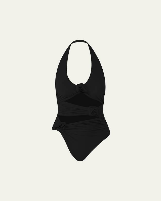 Cipria Halter One-Piece Swimsuit